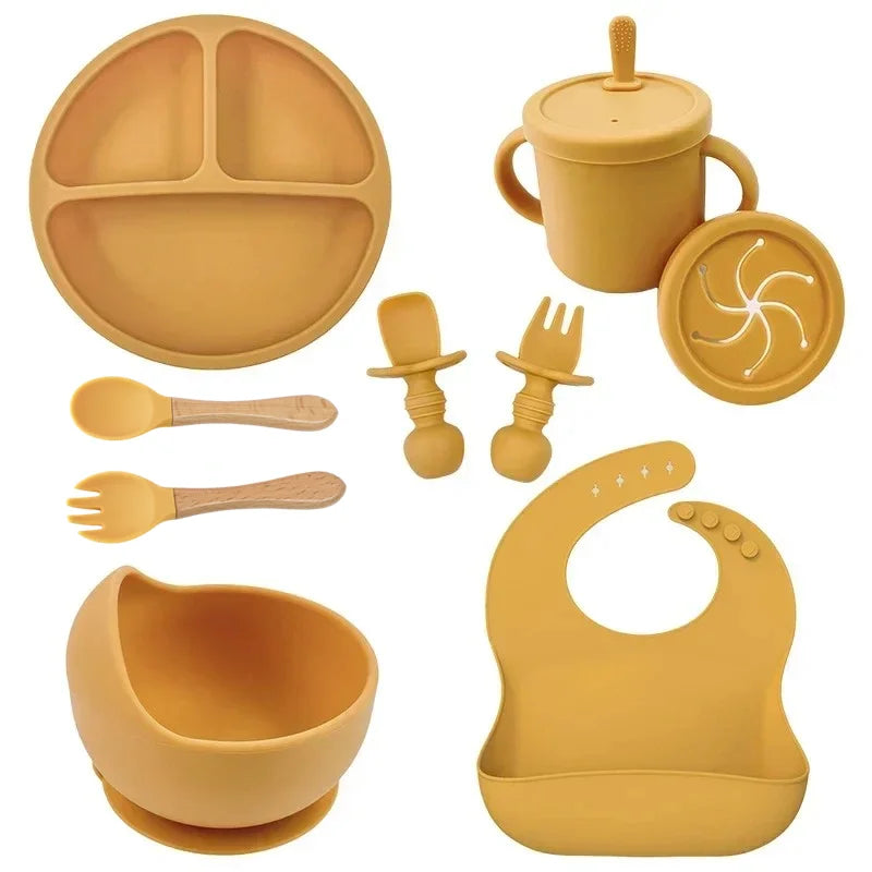 Conjunto de alimentação de bebê de silicone