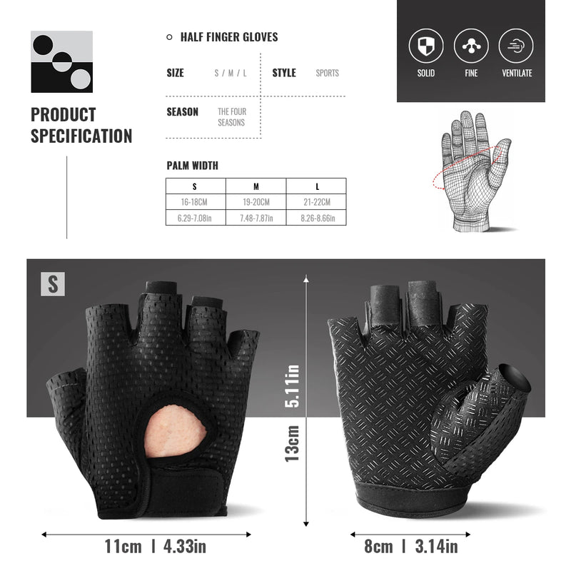 Luvas de ginástica para mulheres, luvas antiderrapantes respiráveis de meio dedo para bicicleta, ciclismo, levantamento de peso, ioga