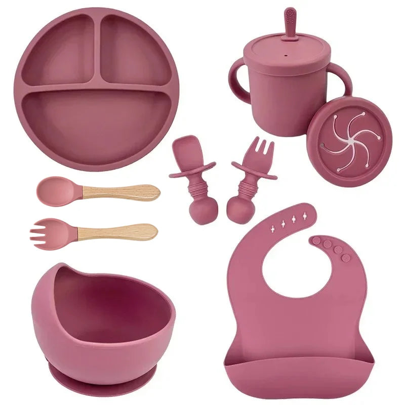 Conjunto de alimentação de bebê de silicone