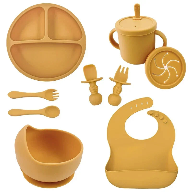 Conjunto de alimentação de bebê de silicone