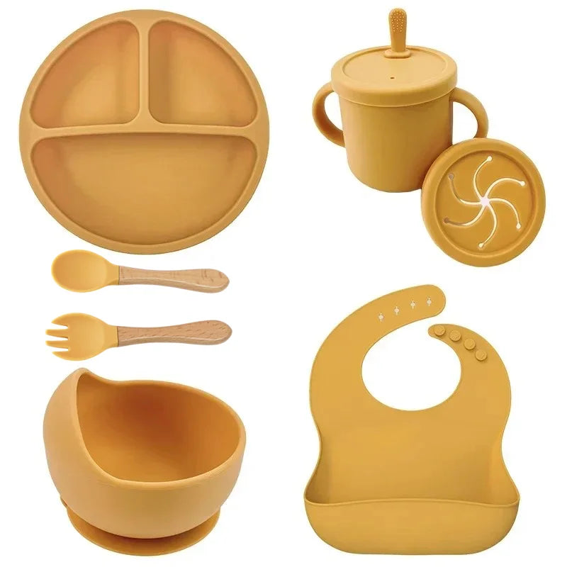 Conjunto de alimentação de bebê de silicone